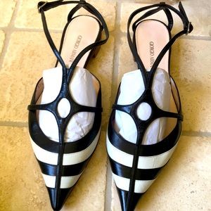 Giorgio Armani black and cream flat sandals